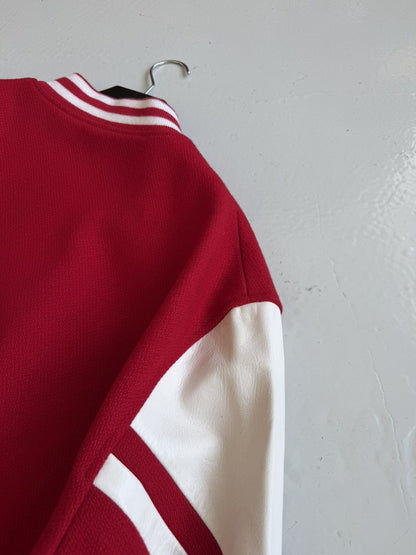 Celine Jackson C patch teddy varsity jacket