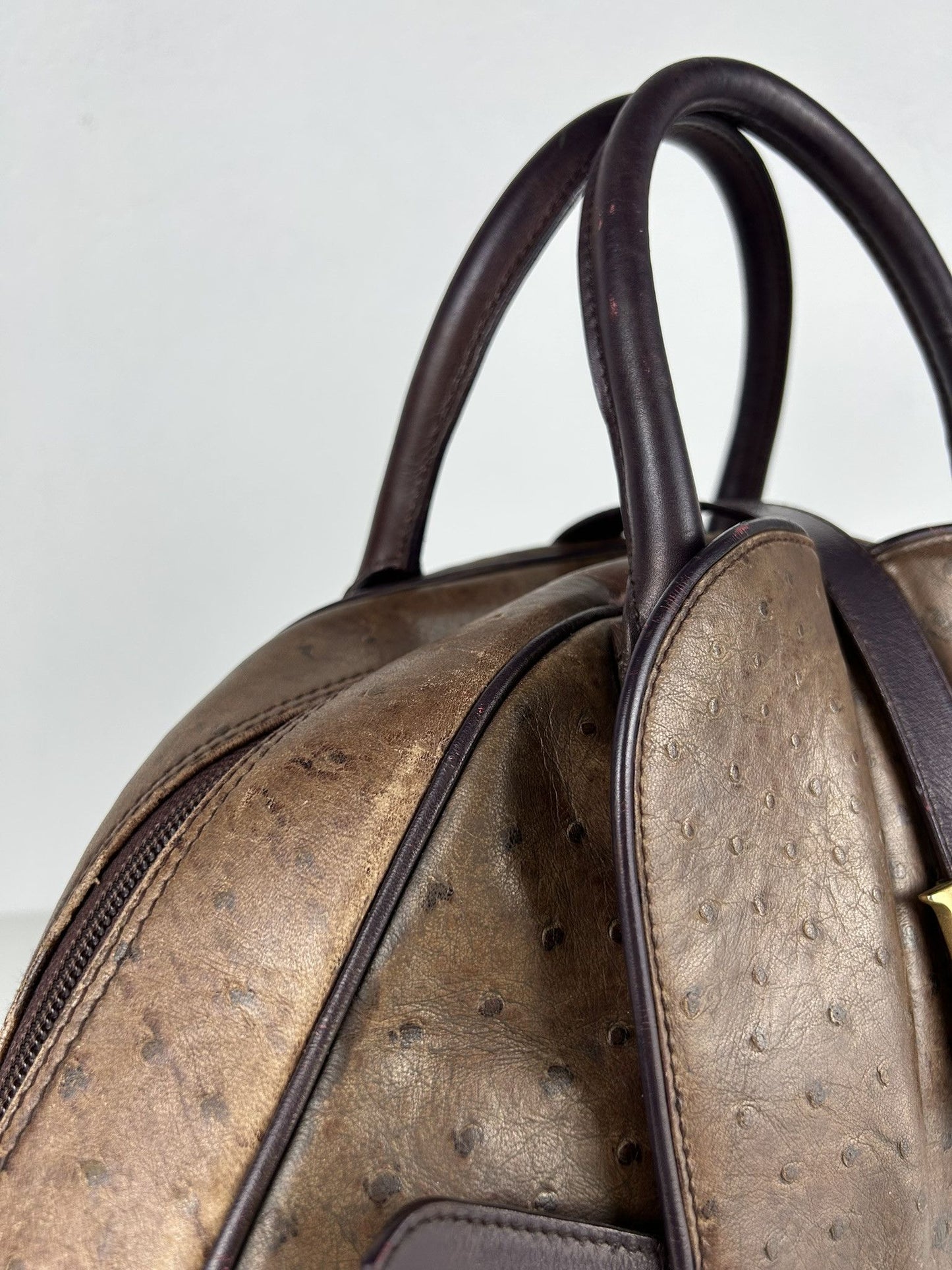 2000 Dior by John Galliano double saddle leather bowling bag
