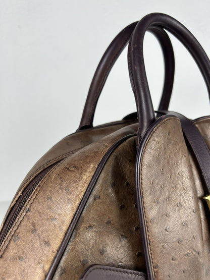 2000 Dior by John Galliano double saddle leather bowling bag