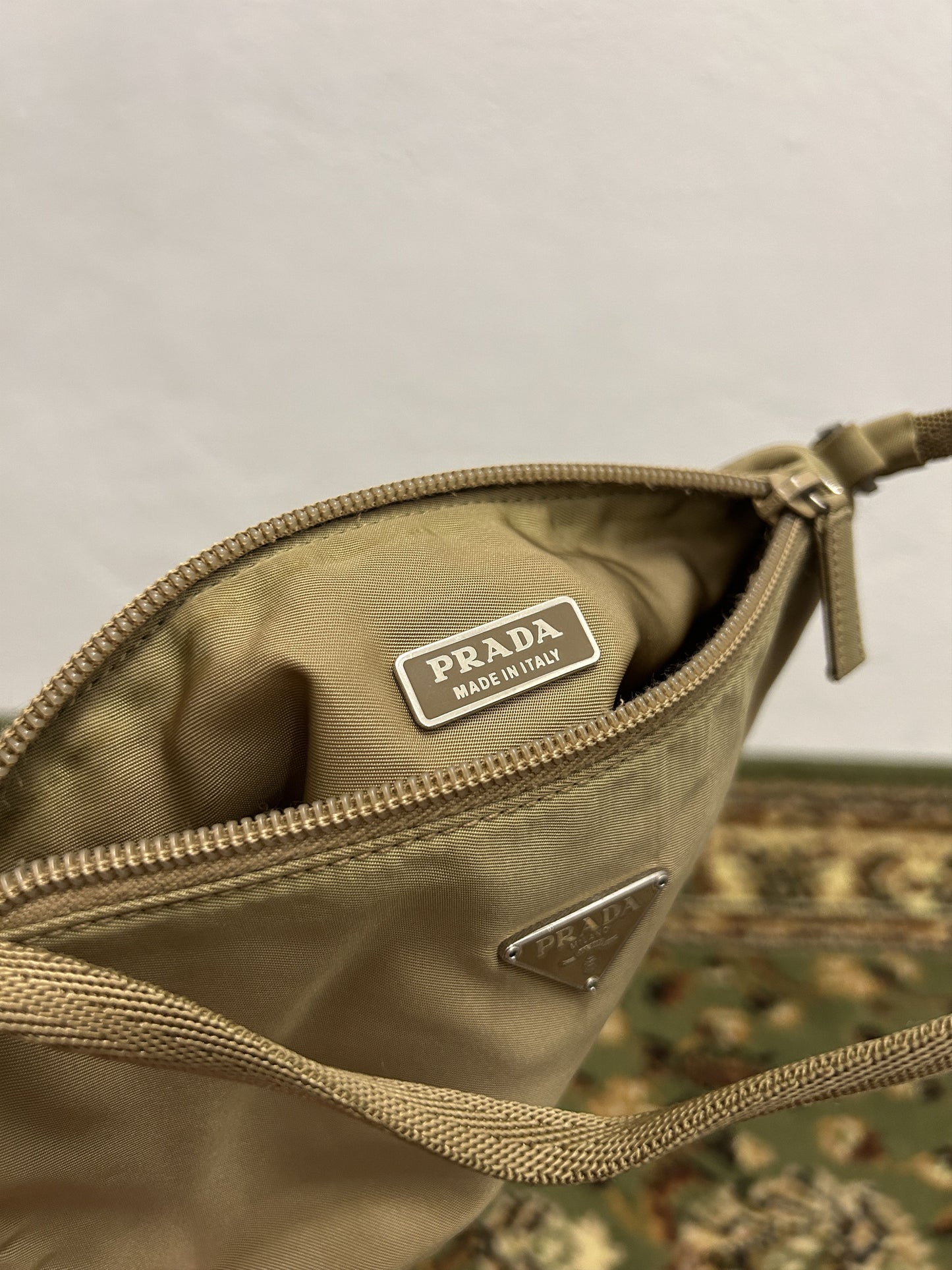 Archive Prada nylon triangle logo mini handbag