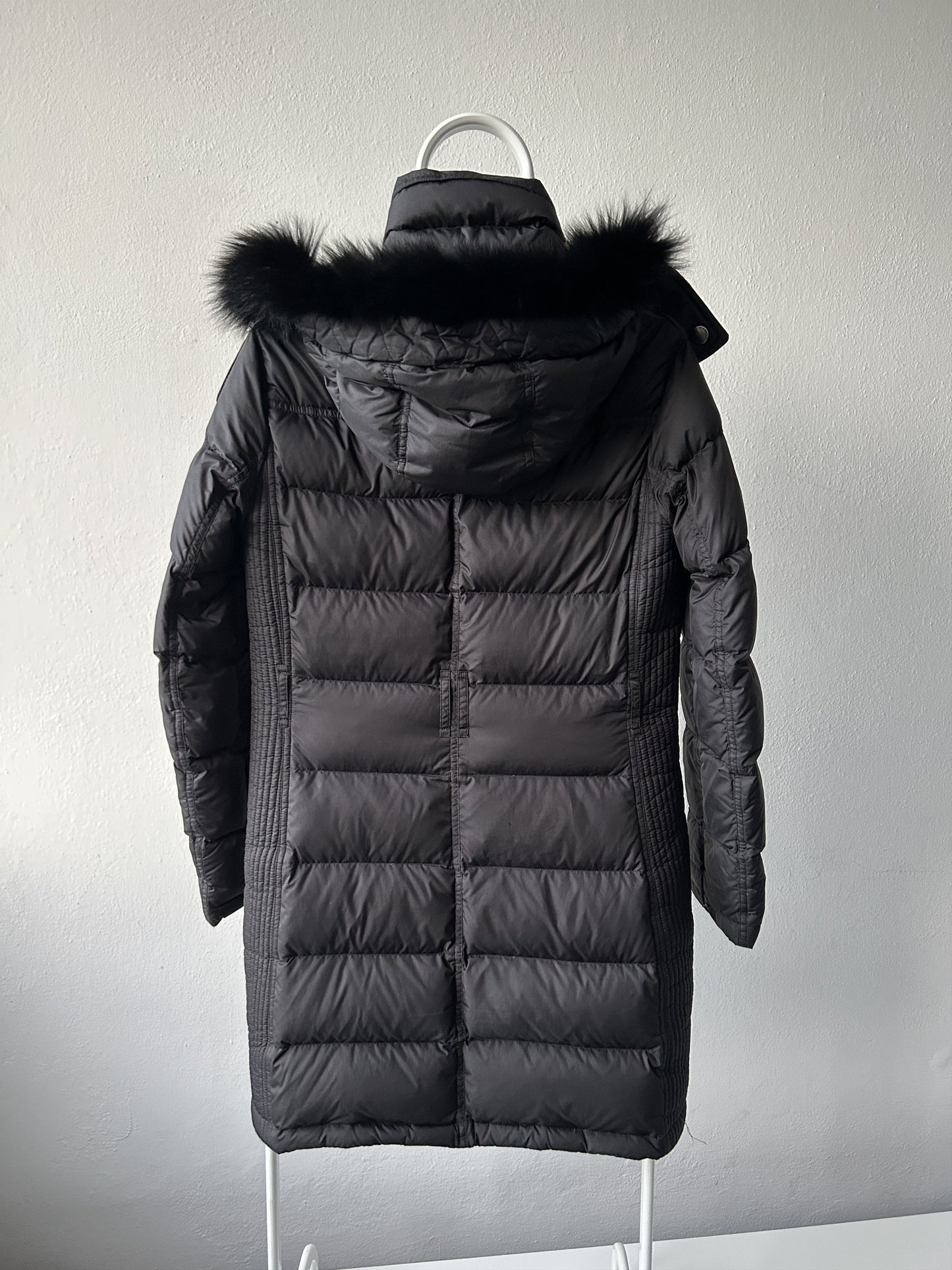 Burberry long hooded puffer coat