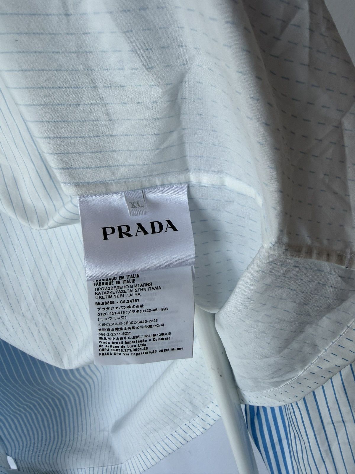 Prada gradient stripe chest logo shirt