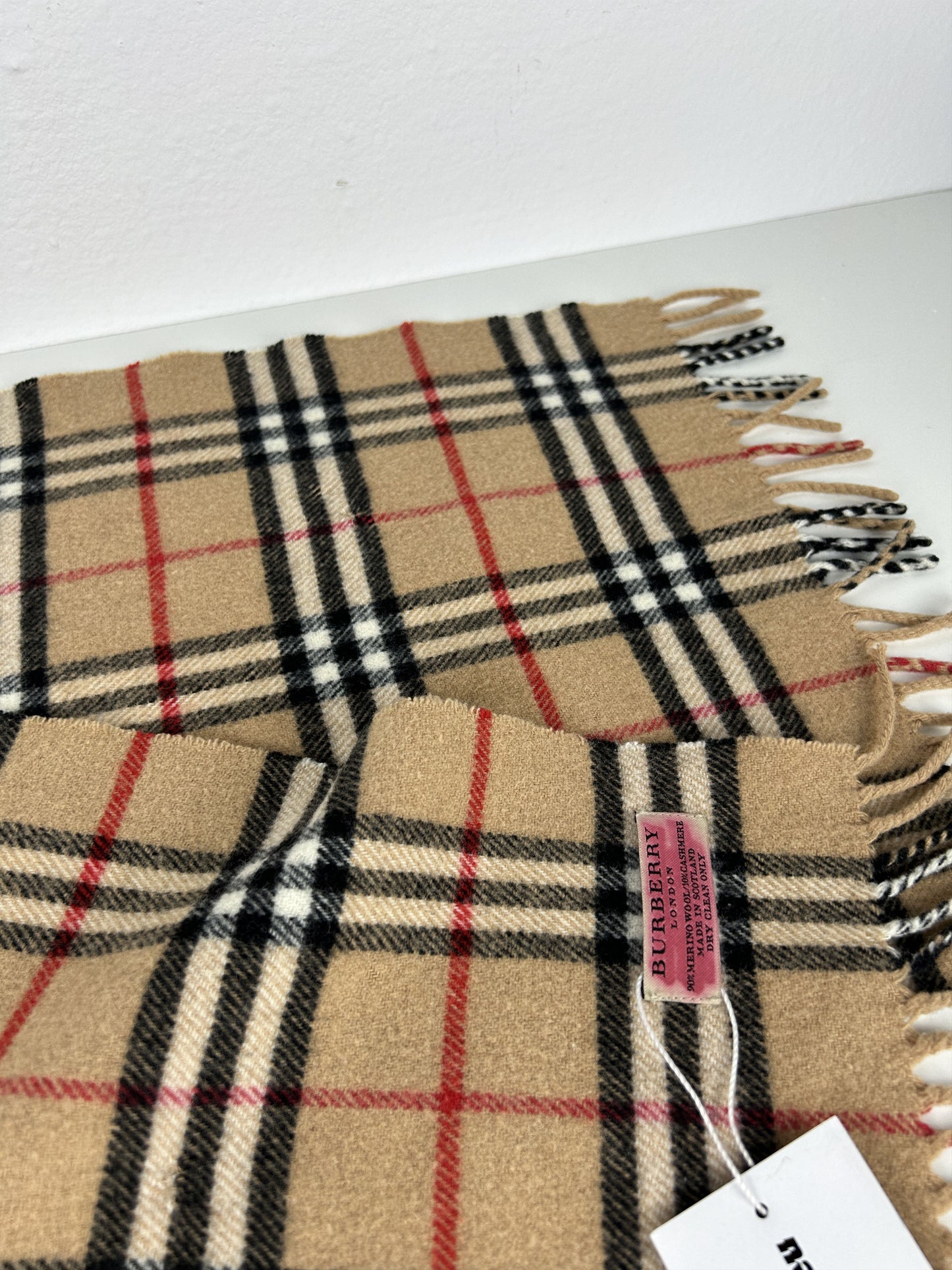 Vintage Burberry nova check merino wool and cashmere scarf
