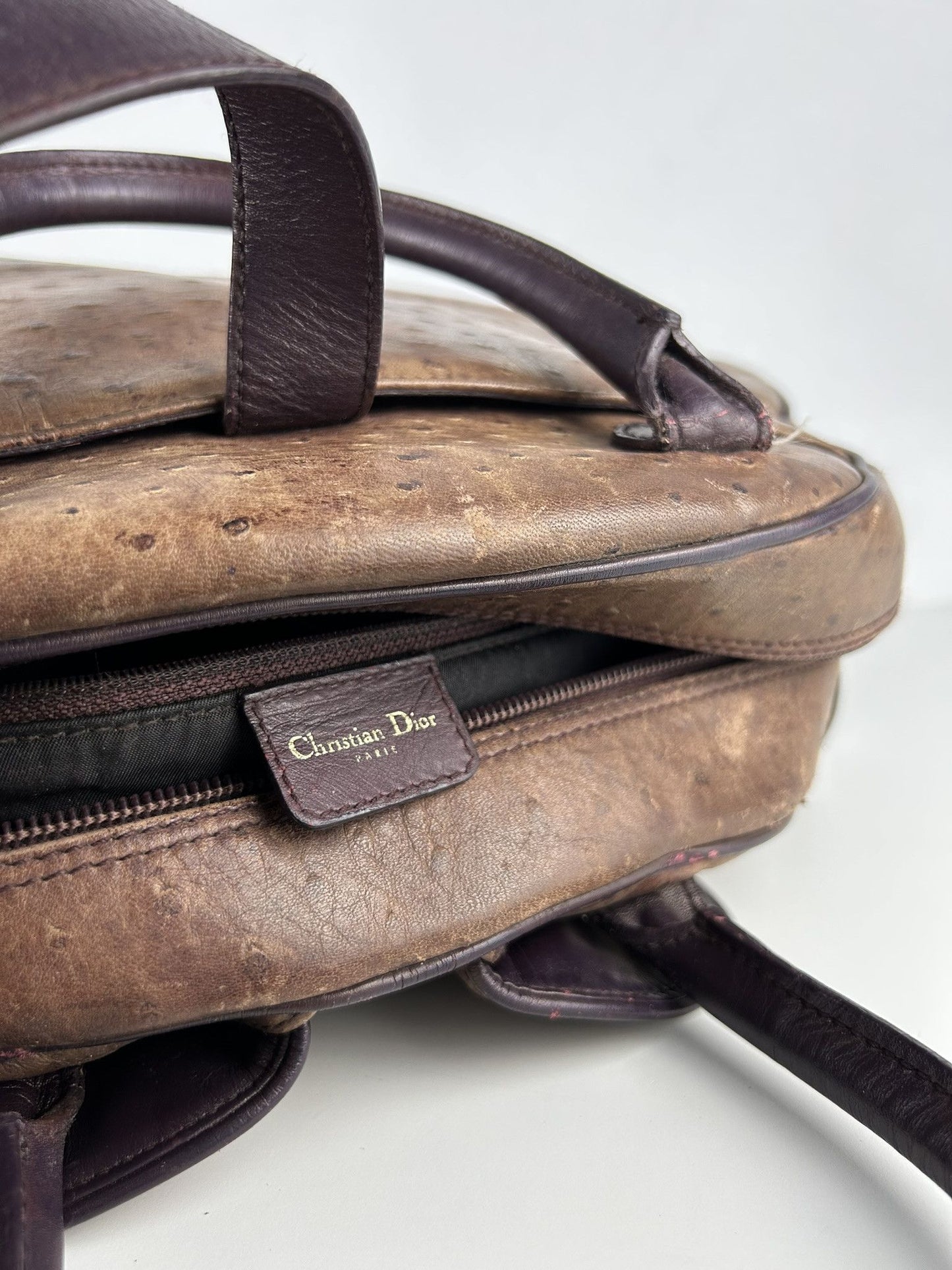2000 Dior by John Galliano double saddle leather bowling bag