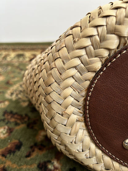 Vintage 90s archive miu miu raffia and leather tote bag