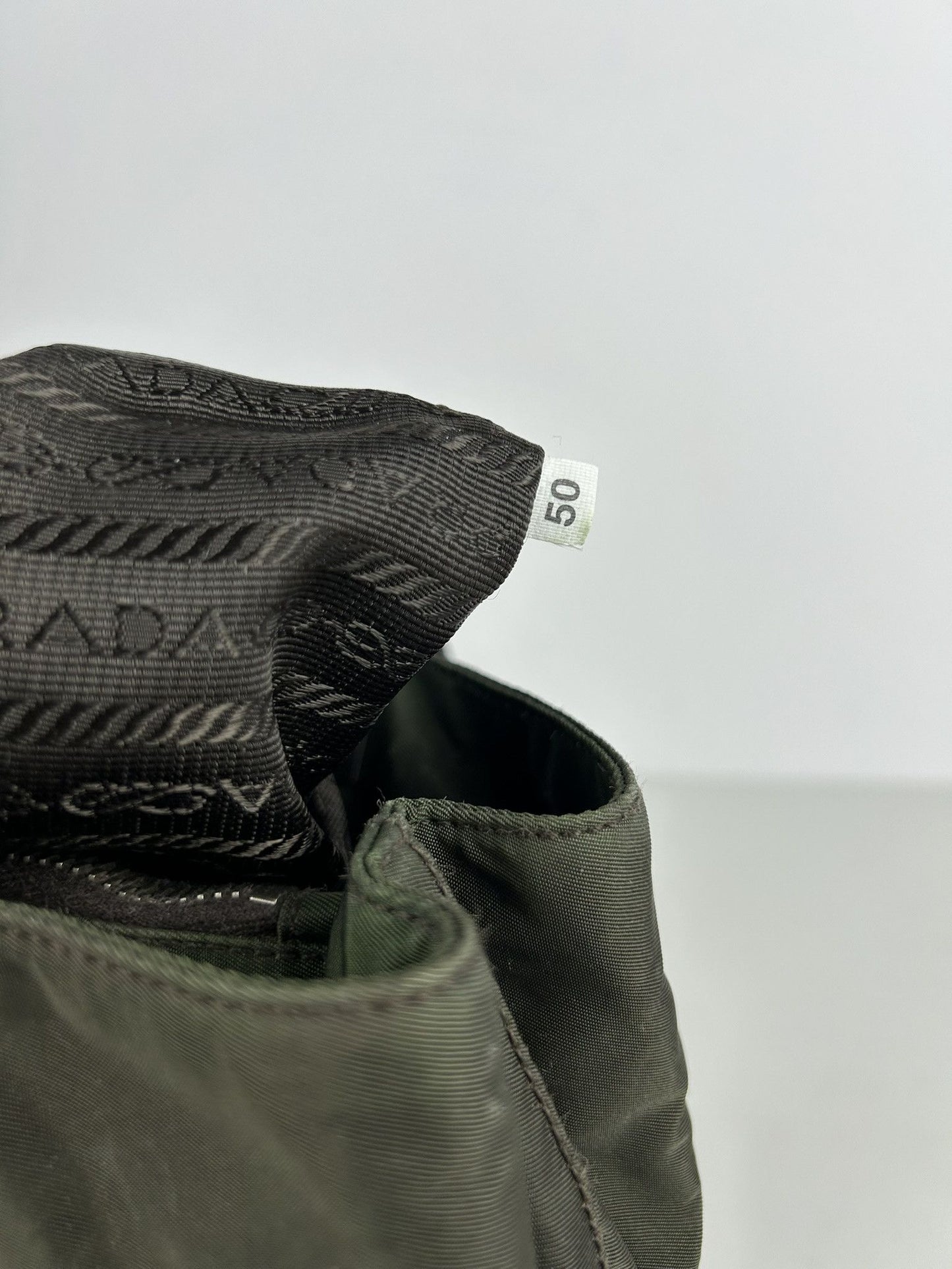 Vintage y2k prada nylon and leather triangle logo tote bag