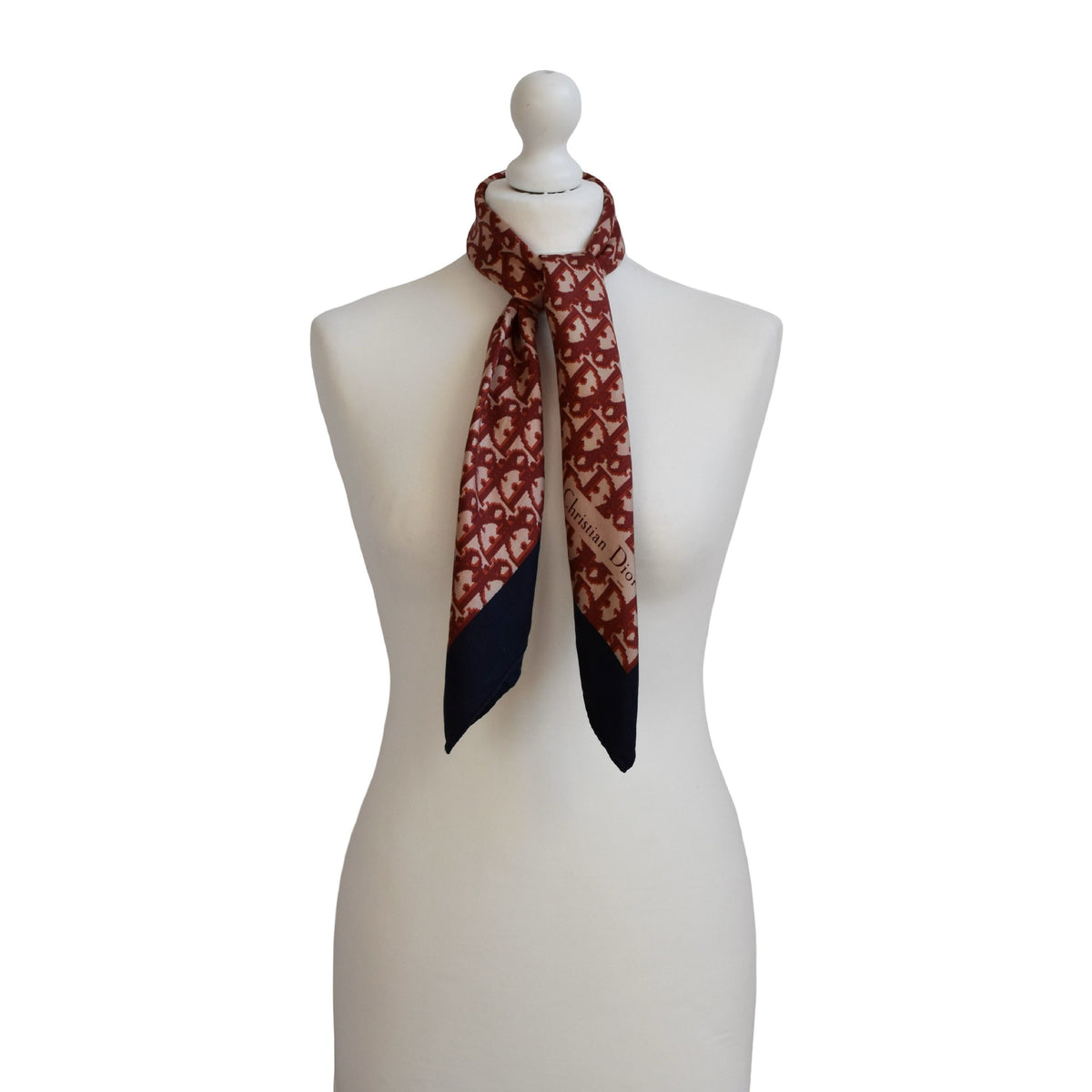 Vintage Dior trotter silk scarf red & navy