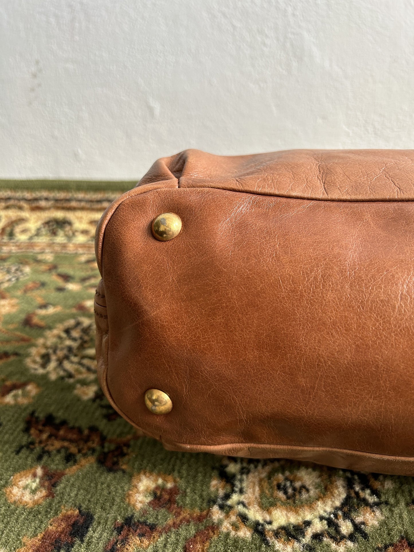 Vintage y2k miu miu leather top zip charm studded handbag