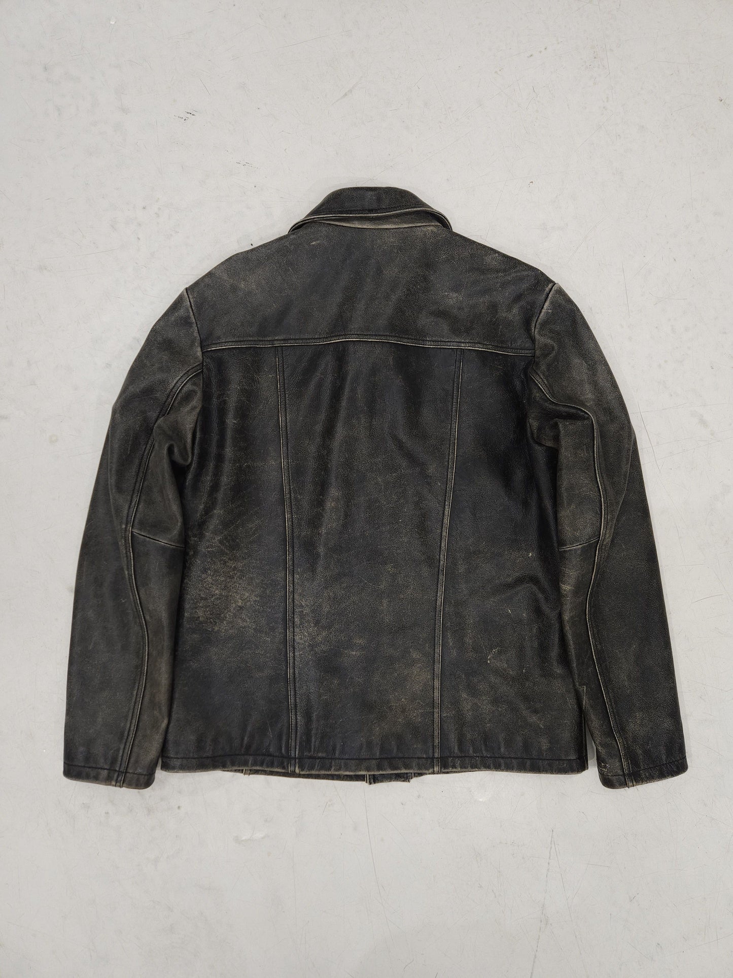 Vintage distressed leather overshirt