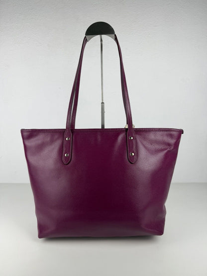 Coach crossgrain leather city tote fuchsia
