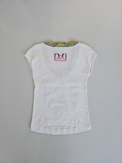 Archive y2k Dolce Gabbana Christine Croissant ribbed top