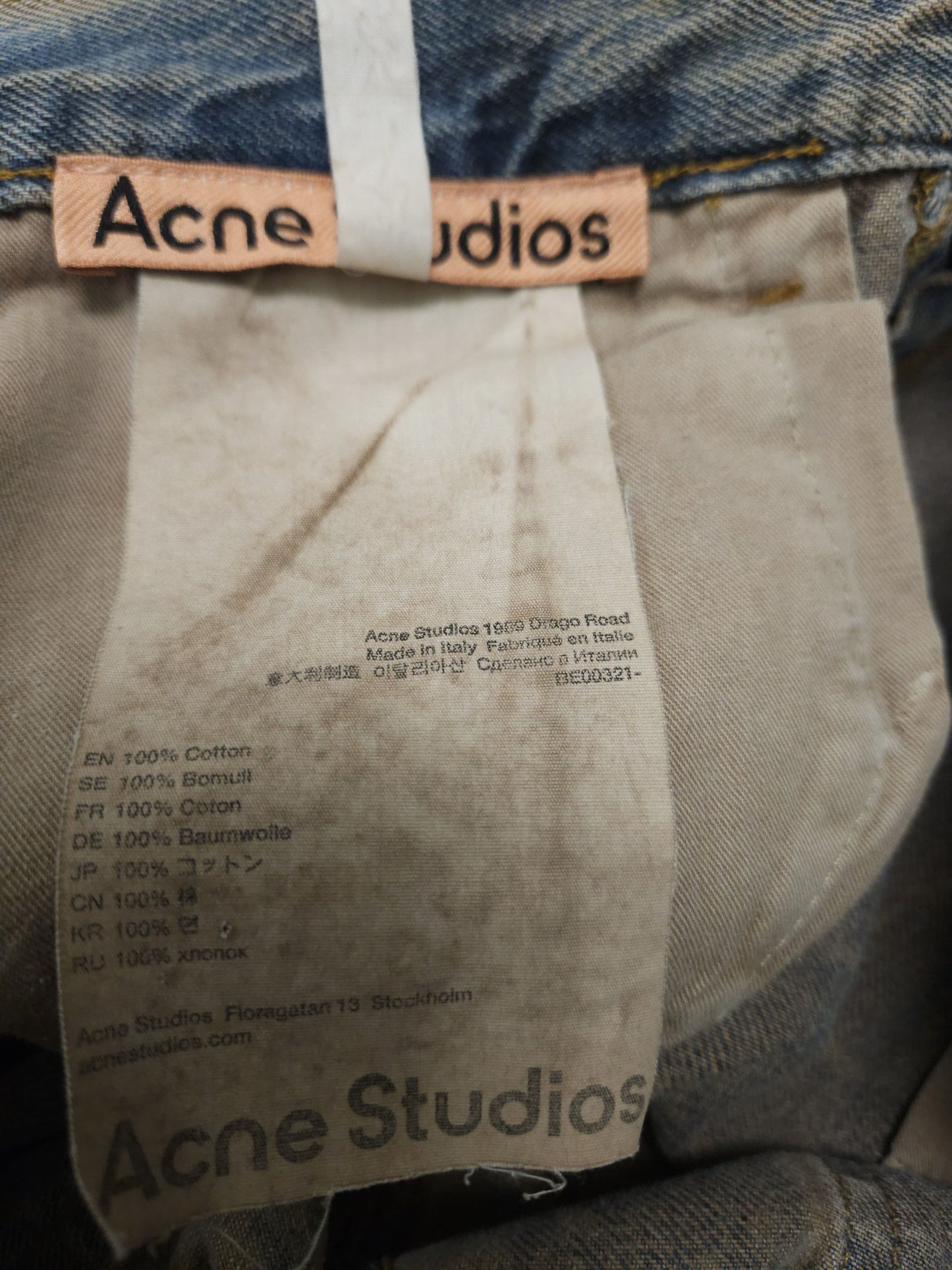 Acne studios 1989 drago road overdyed distressed baggy denim