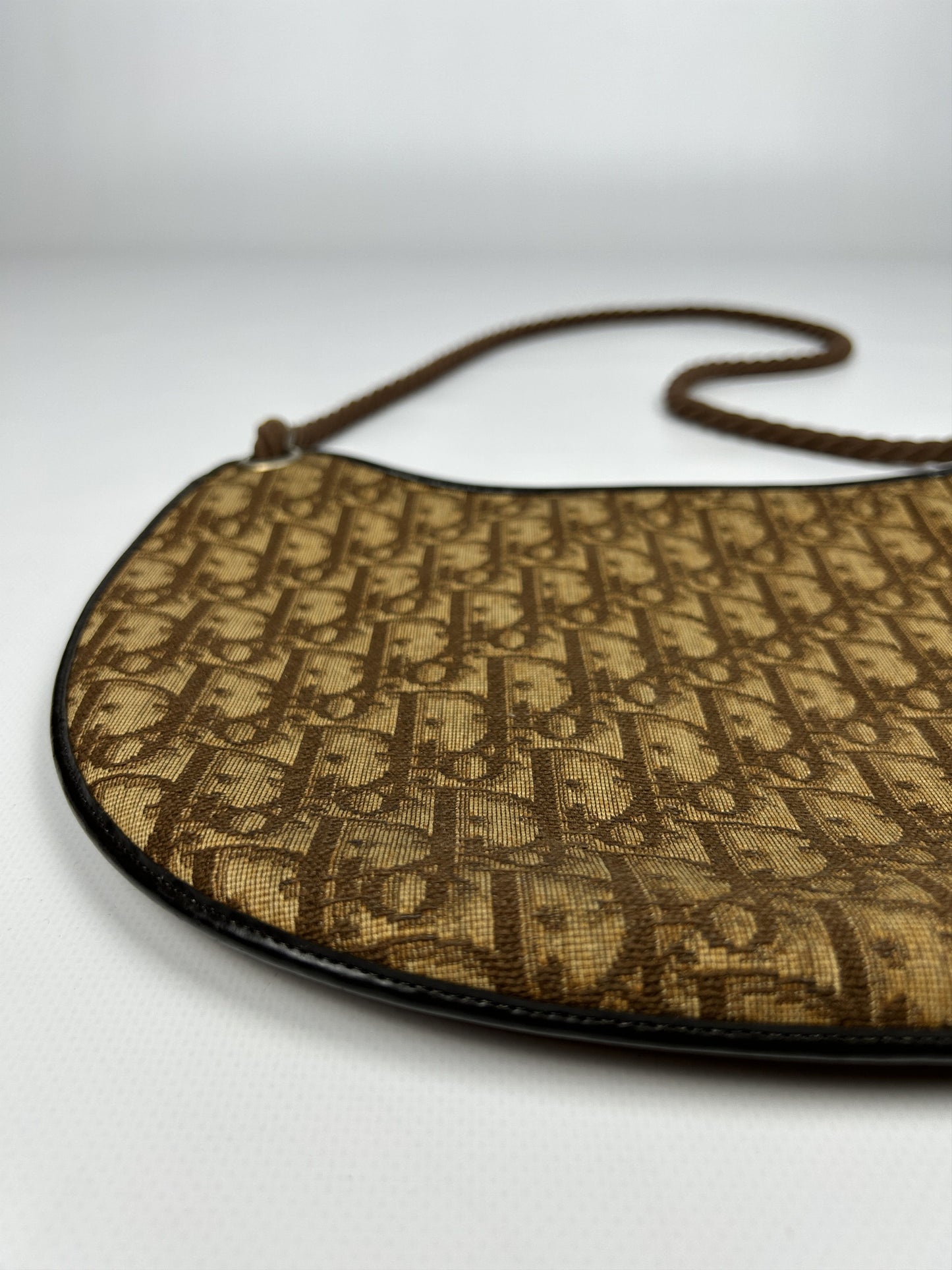 Vintage 80s Dior trotter oblique monogram rope shoulder bag