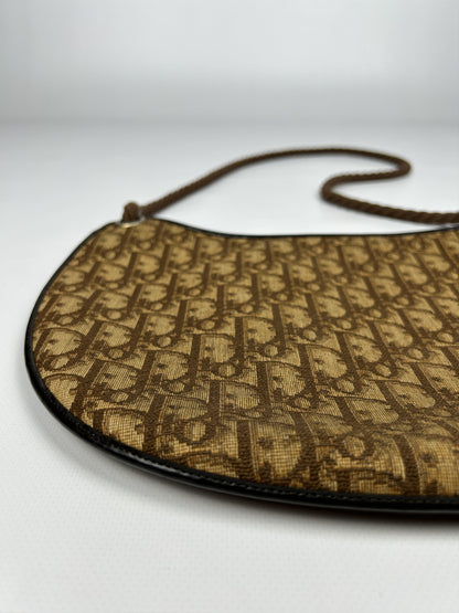 Vintage 80s Dior trotter oblique monogram rope shoulder bag