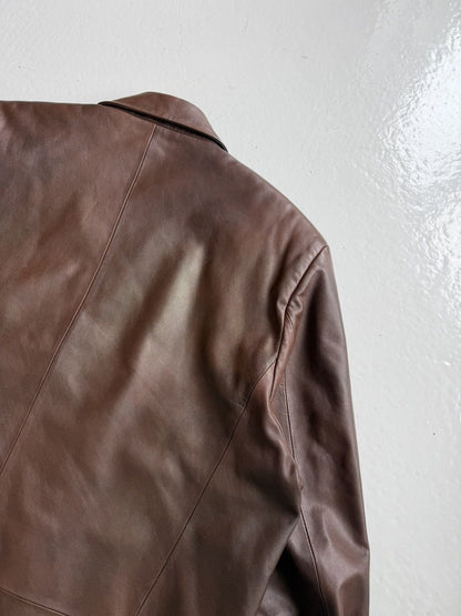 Vintage oversized calf leather blazer