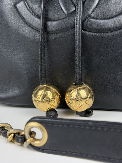 Vintage Chanel lambskin CC logo drawstring bag