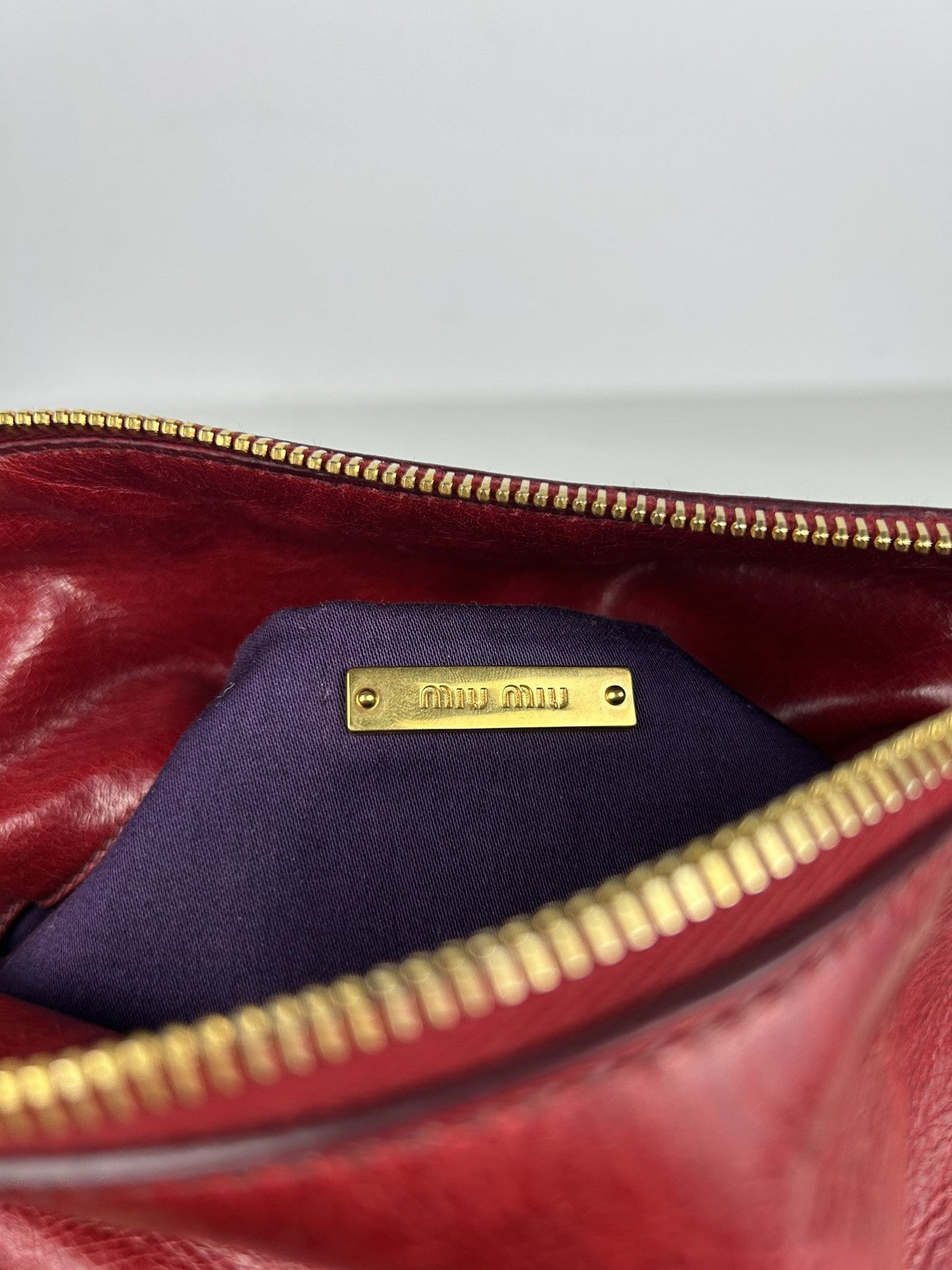 Miu miu vitello small bow bag in red