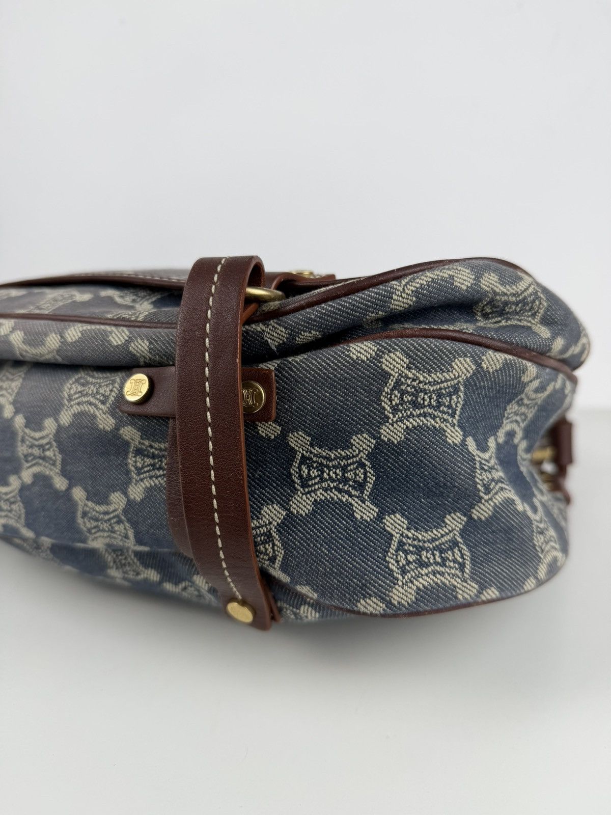 Celine macadam monogram denim shoulder/ crossbody bag