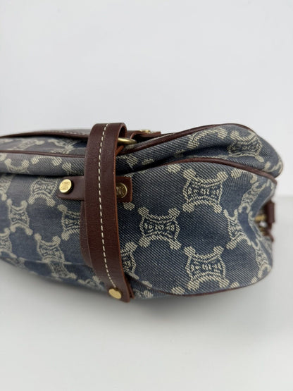 Celine macadam monogram denim shoulder/ crossbody bag