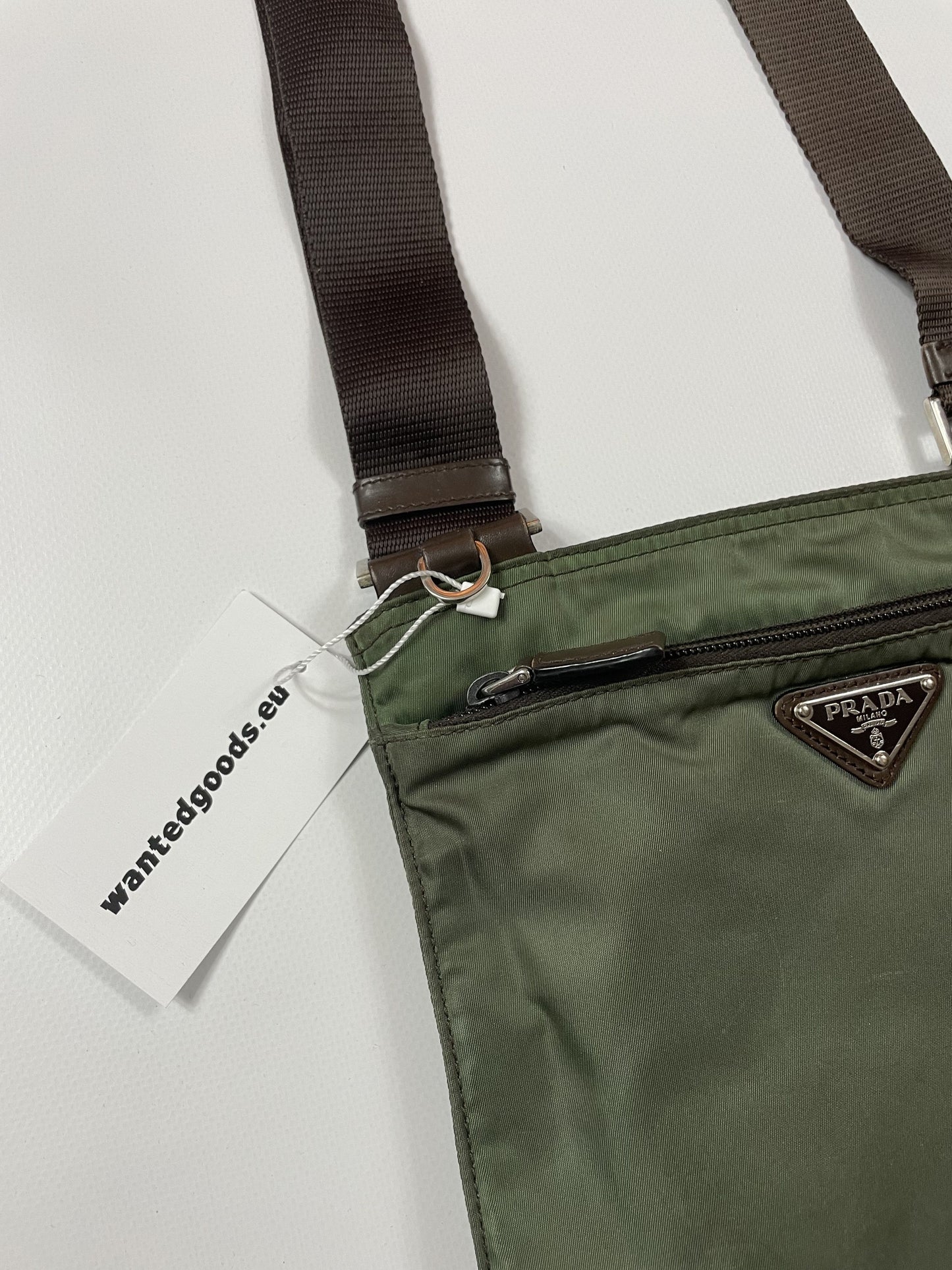 Prada nylon triangle logo small shoulder crossbody bag