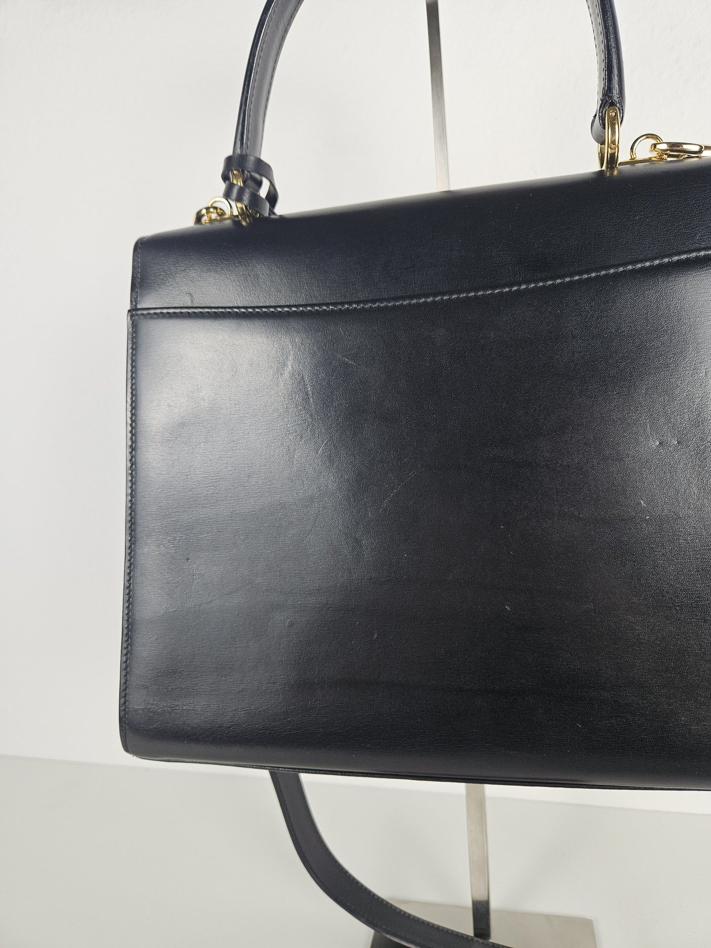 Vintage 80s Gucci lady lock box leather handbag