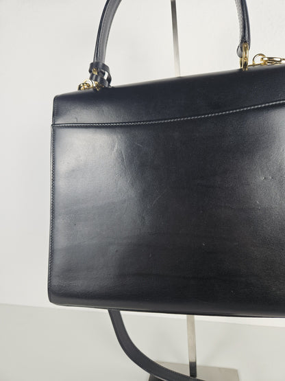 Vintage 80s Gucci lady lock box leather handbag