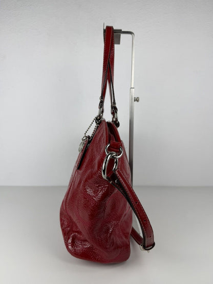 Coach signature patent leather tote bag