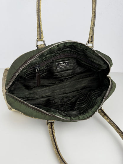 Vintage Prada nylon leather triangle logo mini bowling bag