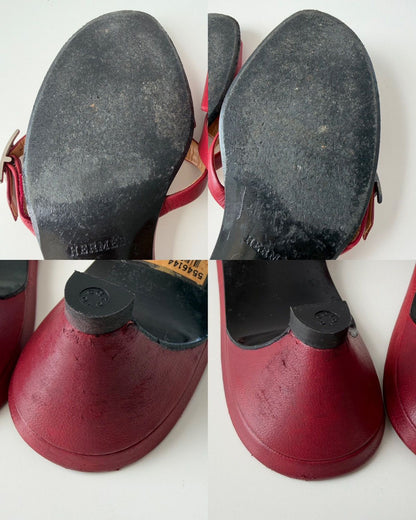 Hermes Kiton open toe kitten heel mules