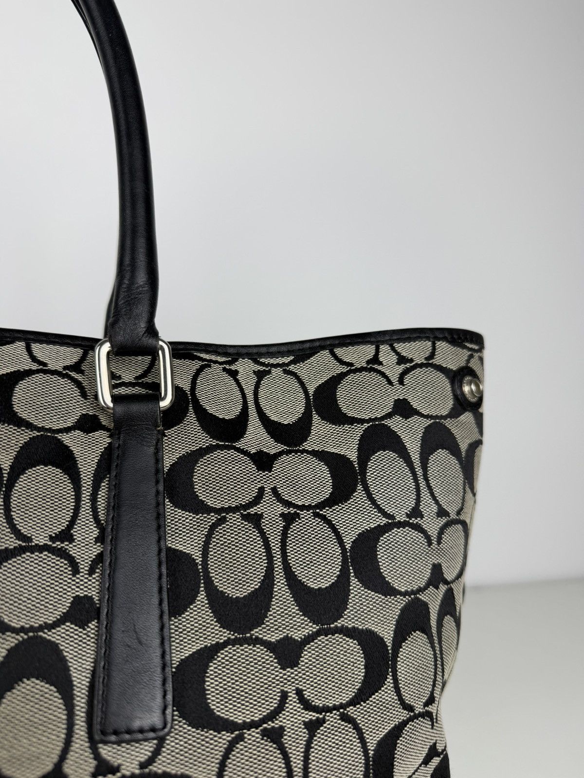 Coach signature leather and canvas tote bag