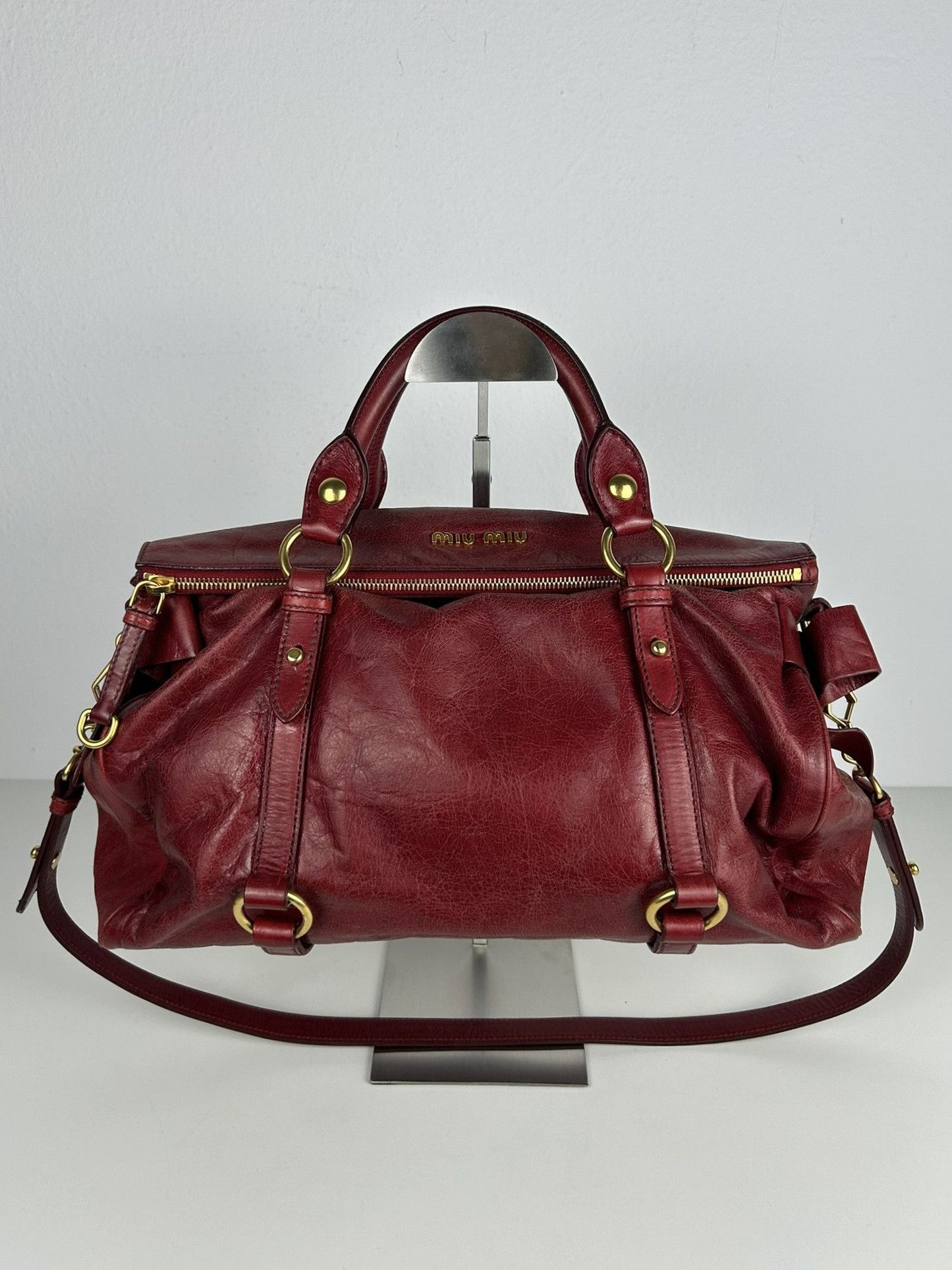 Miu miu vitello bow bag in red