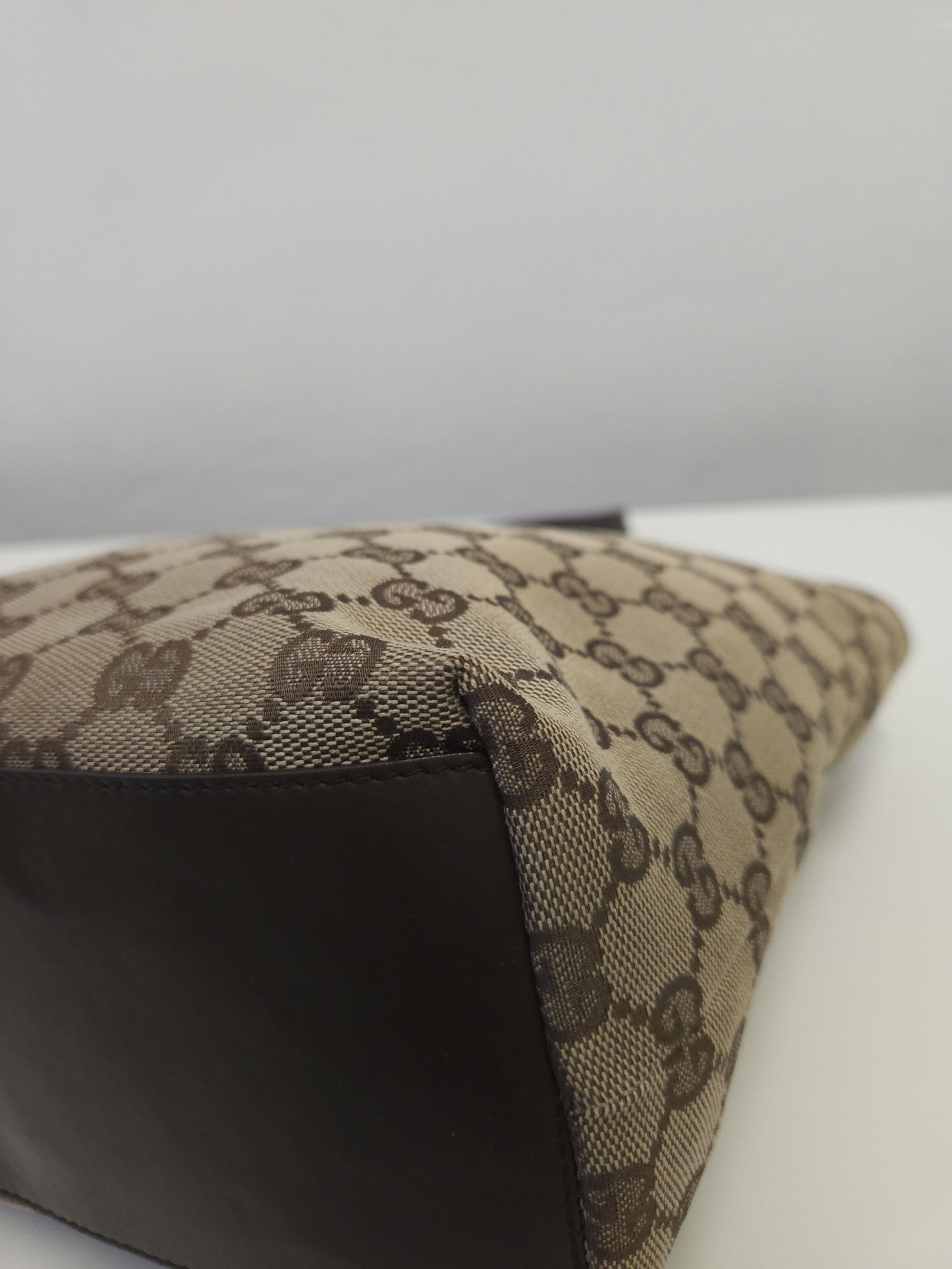 Vintage y2k Gucci gg monogram canvas and leather tote bag