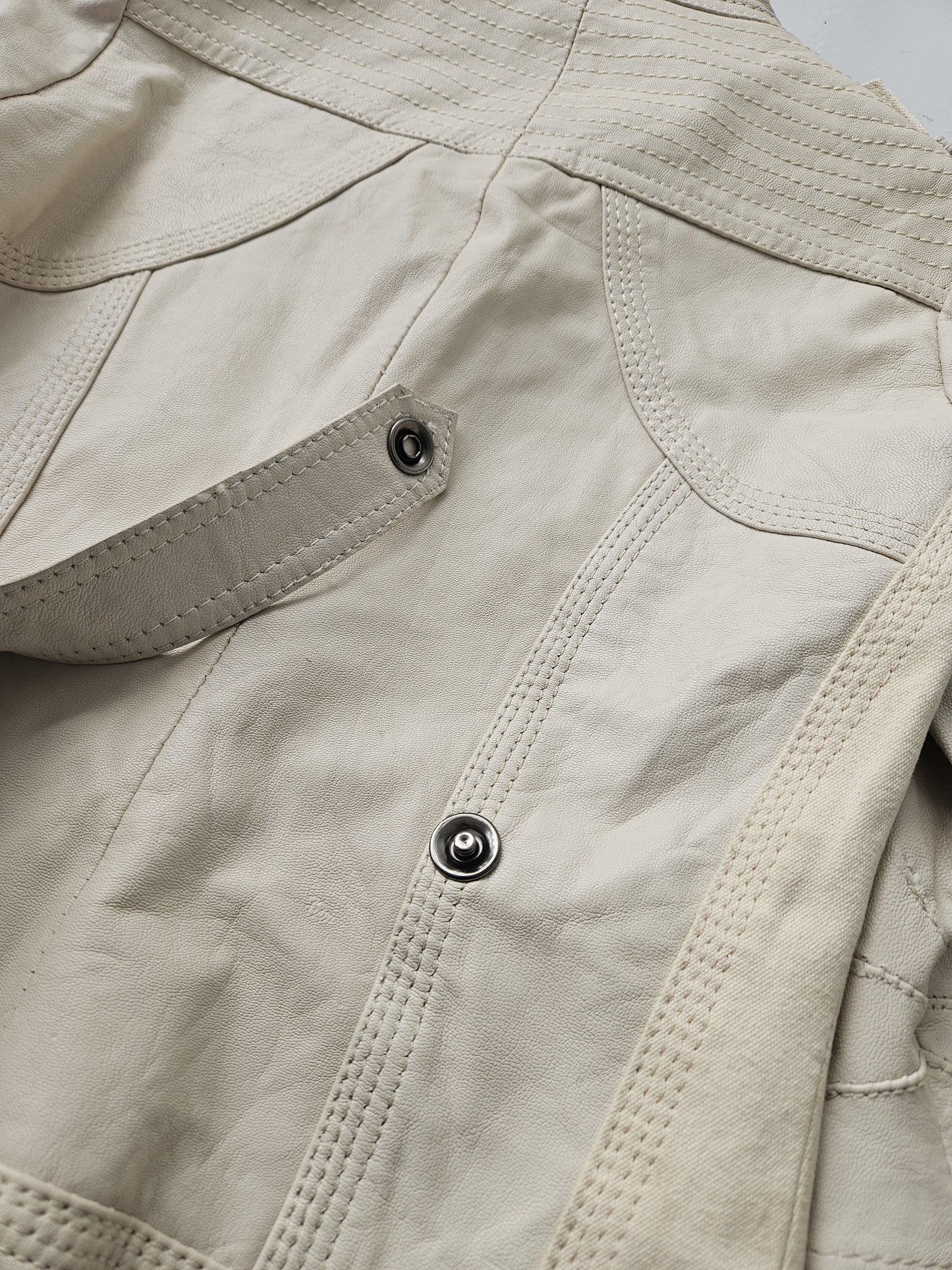 Archive y2k multipocket high collar leather jacket