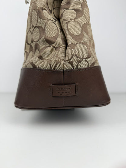 Coach signature leather and canvas tote bag