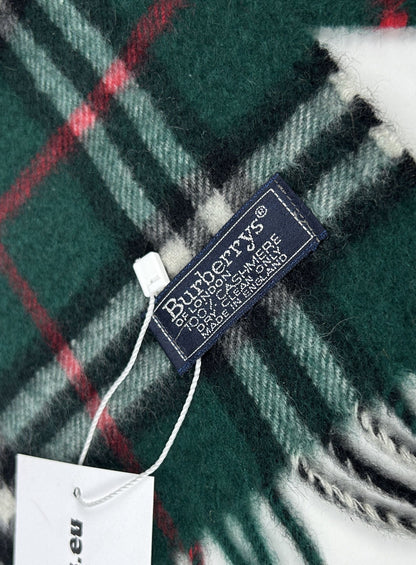 Vintage Burberry green nova check cashmere scarf