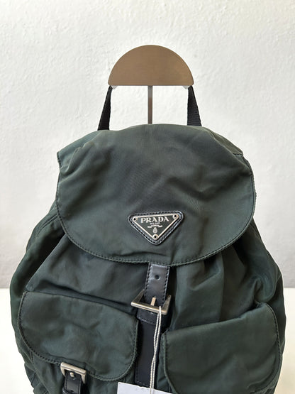 Vintage 90s Prada nylon triangle logo small cargo backpack