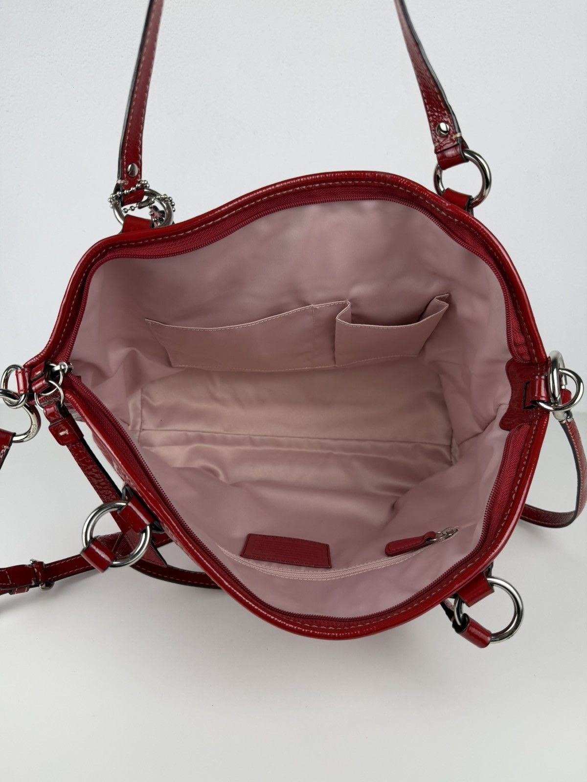 Coach signature patent leather tote bag