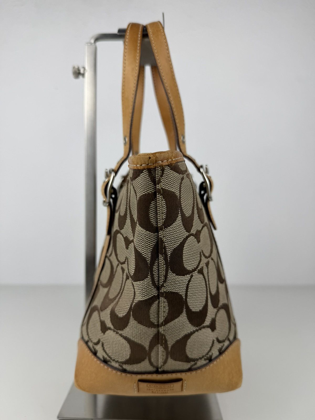 Coach signature canvas and leather mini tote bag
