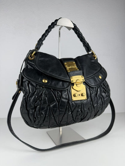 Miu Miu matelasse pleated leather coffer bag in deep green