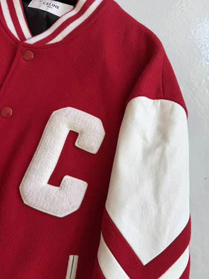 Celine Jackson C patch teddy varsity jacket