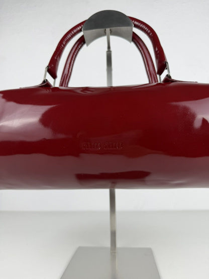Vintage 90s Miu Miu patent leather cylindrical handbag