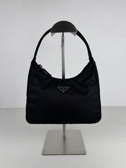 Vintage prada tessuto nylon triangle logo mini hobo bag