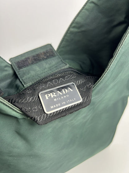 Vintage 90s Prada nylon triangle logo hobo handbag